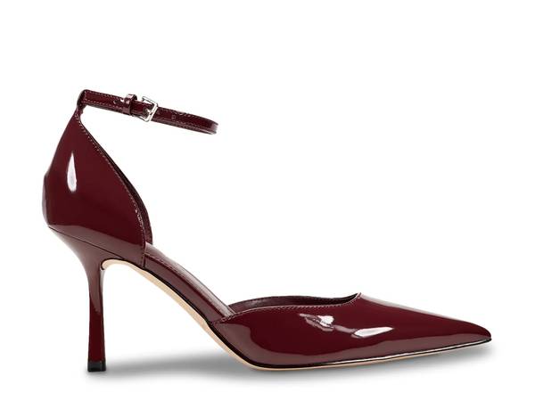 Featuring a burgundy heel.