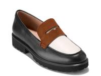 Gwendolyn Penny Loafer Black Leather/White Leather/Tobacco Suede view