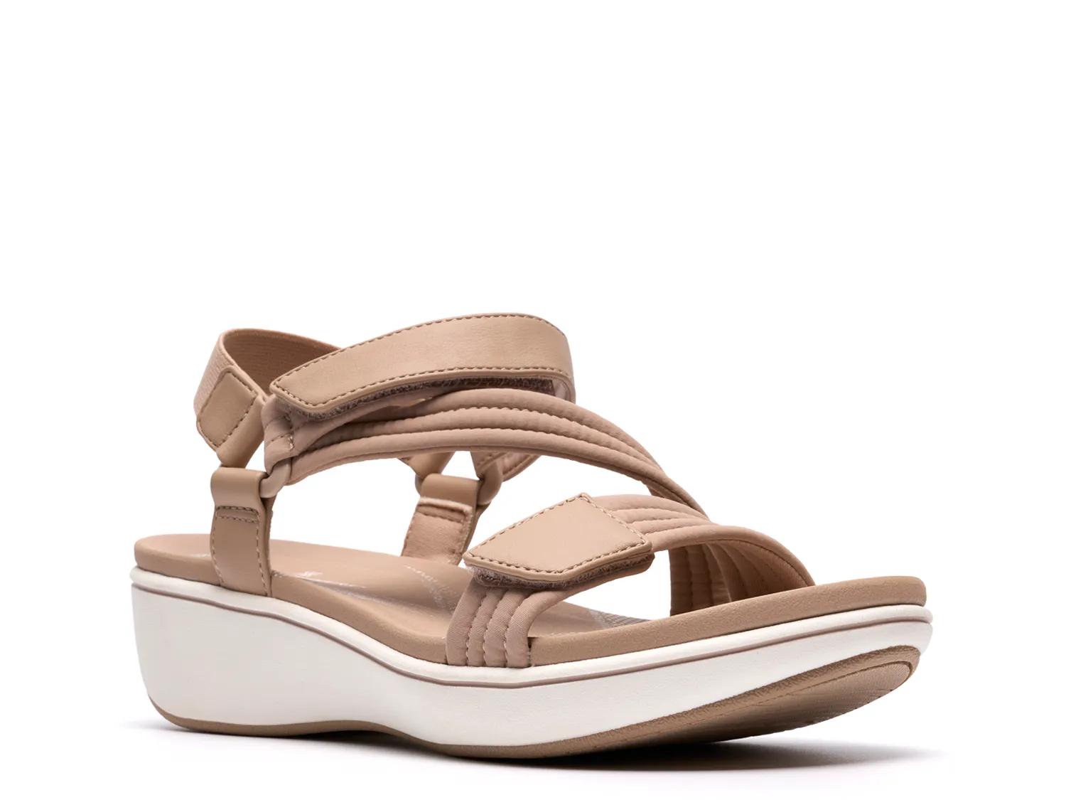 Clarks Cloudsteppers Breezerae Sun Wedge Sandal | Women's | Sand | Size 7 | Sandals | Ankle Strap