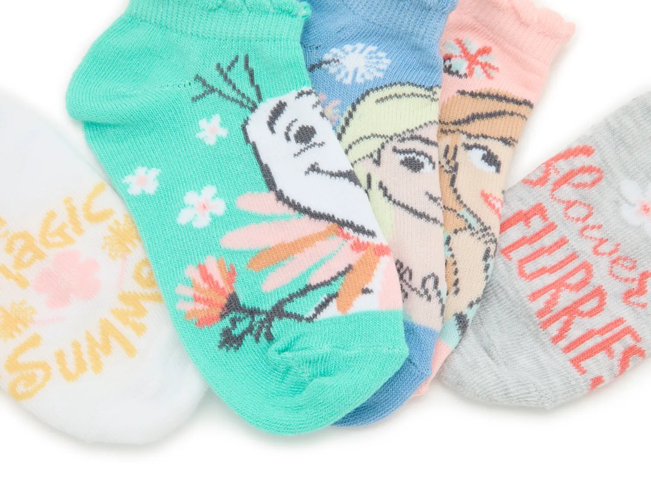 Disney Frozen Kids' No Show Socks - 5 Pack