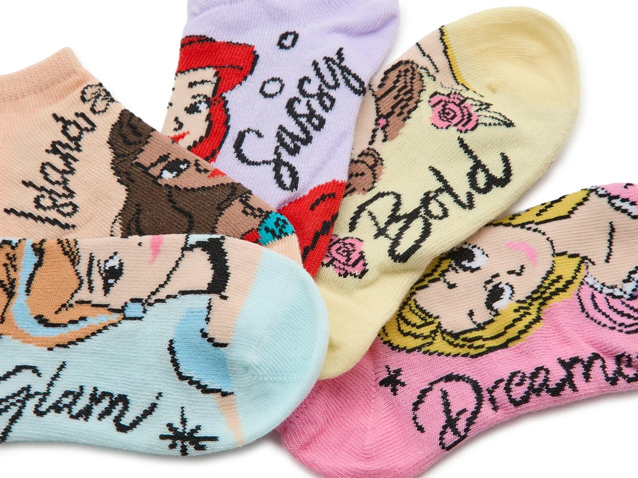 Disney Princess Kids' No Show Socks - 5 Pack