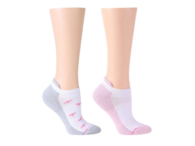 Pink Bows & Solid Women's No Show Socks - 2 Pack