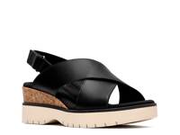 Diaz Cross Wedge Sandal Black Leather view