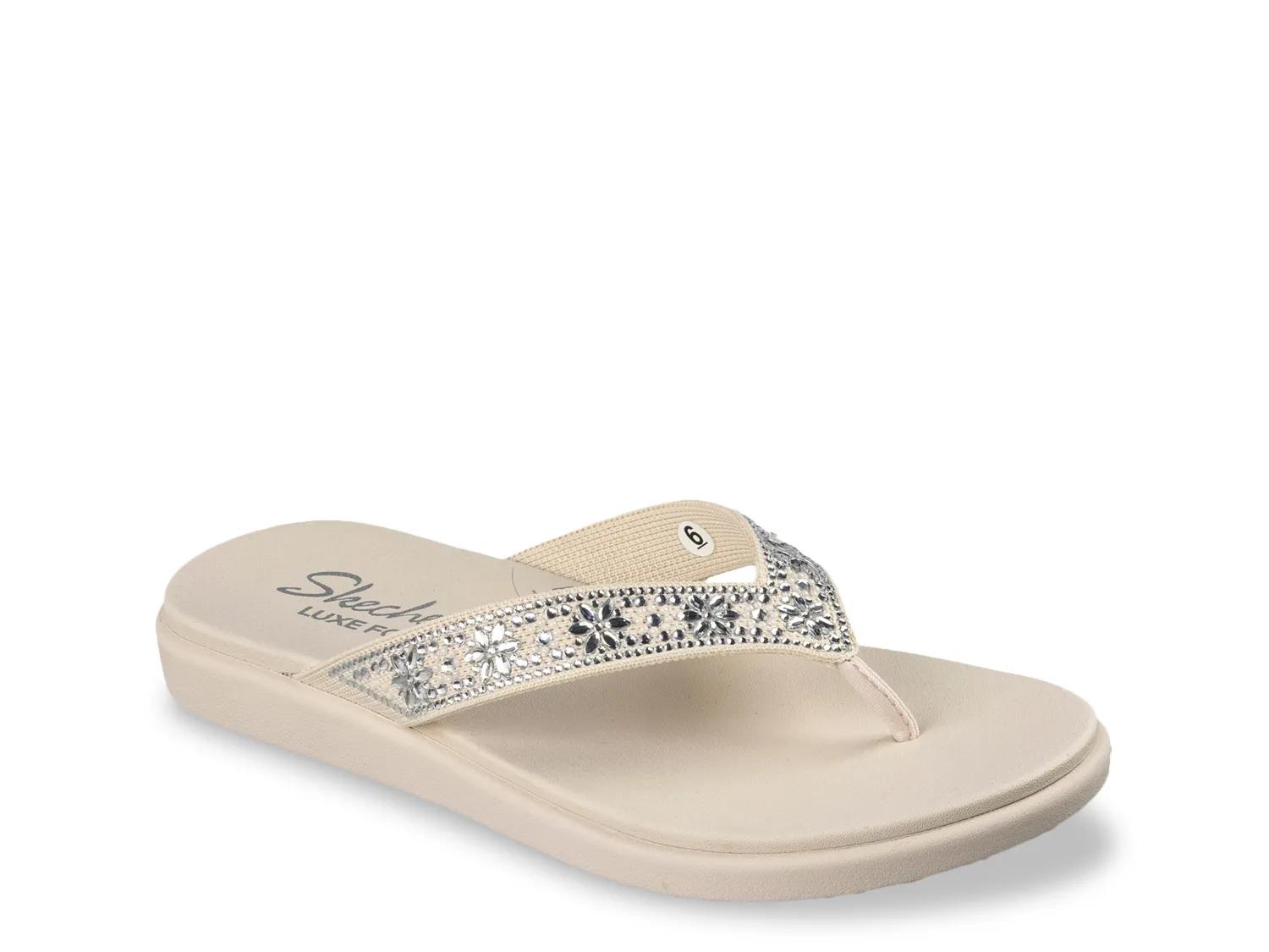 Skechers Meditation Luxe Sunny Glow Flip Flop | Women's | Off White | Size 9 | Sandals