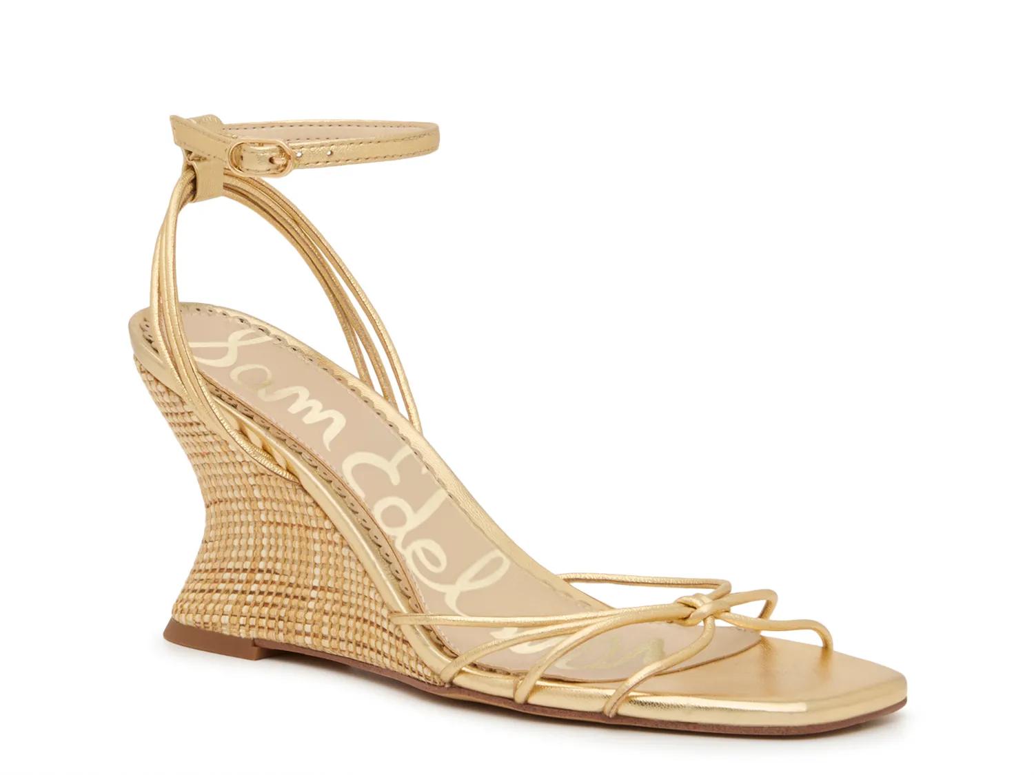 Sam Edelman Signature Collect Dania Wedge Sandal | Women's | Gold Metallic | Size 8.5 | Sandals | Ankle Strap