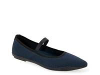 Davina Mary Jane Flat Navy Knit Fabric view