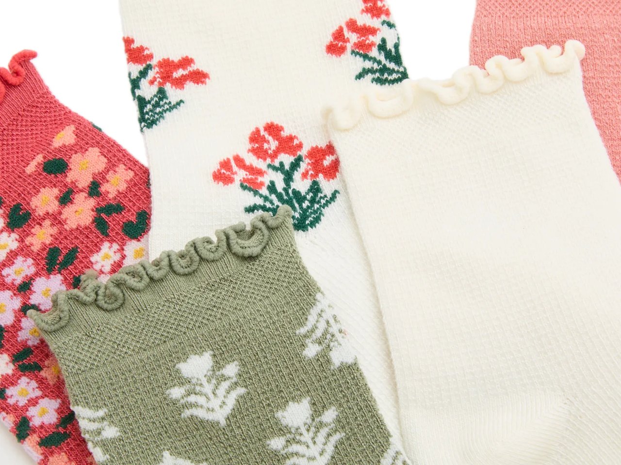 Floral Waffle Women's Ankle Socks - 5 Pack