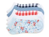 Gingham Floral Scallop Women's No Show Socks - 5 Pack Multicolor view