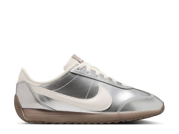 Click to shop women's low profile silver sneakers
