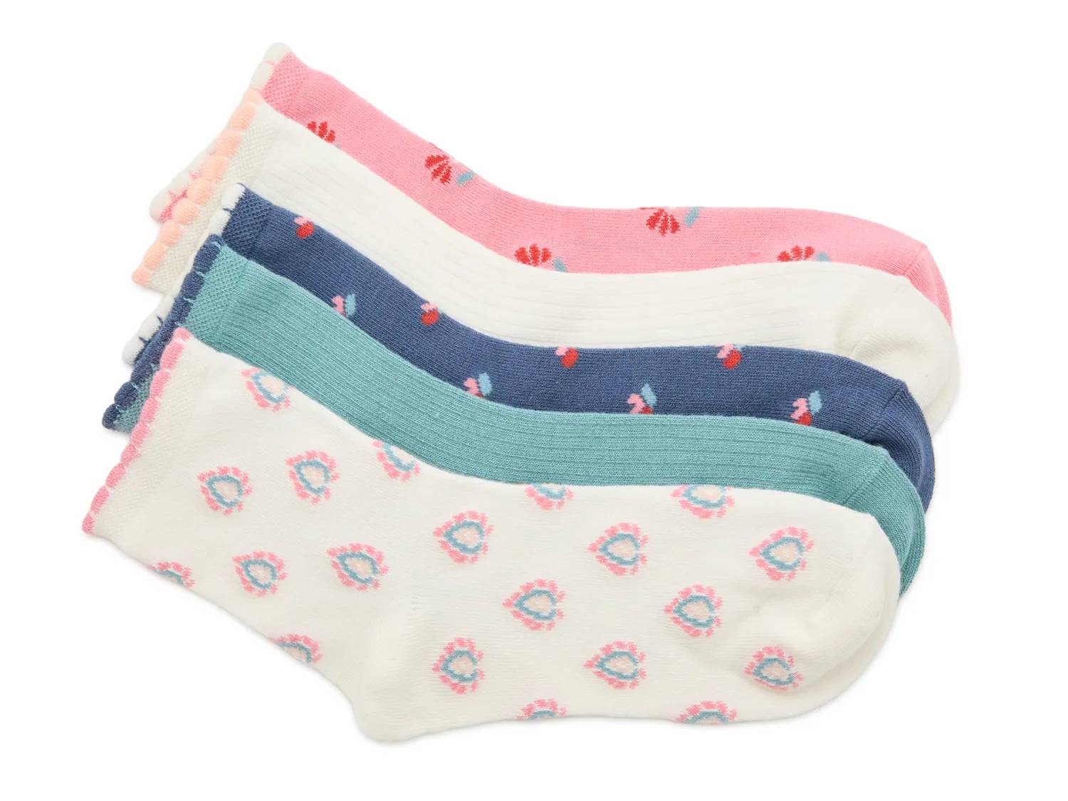 Printed Scallop Women's Ankle Socks - 5 Pack