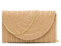 Lurex Straw Clutch Tan view