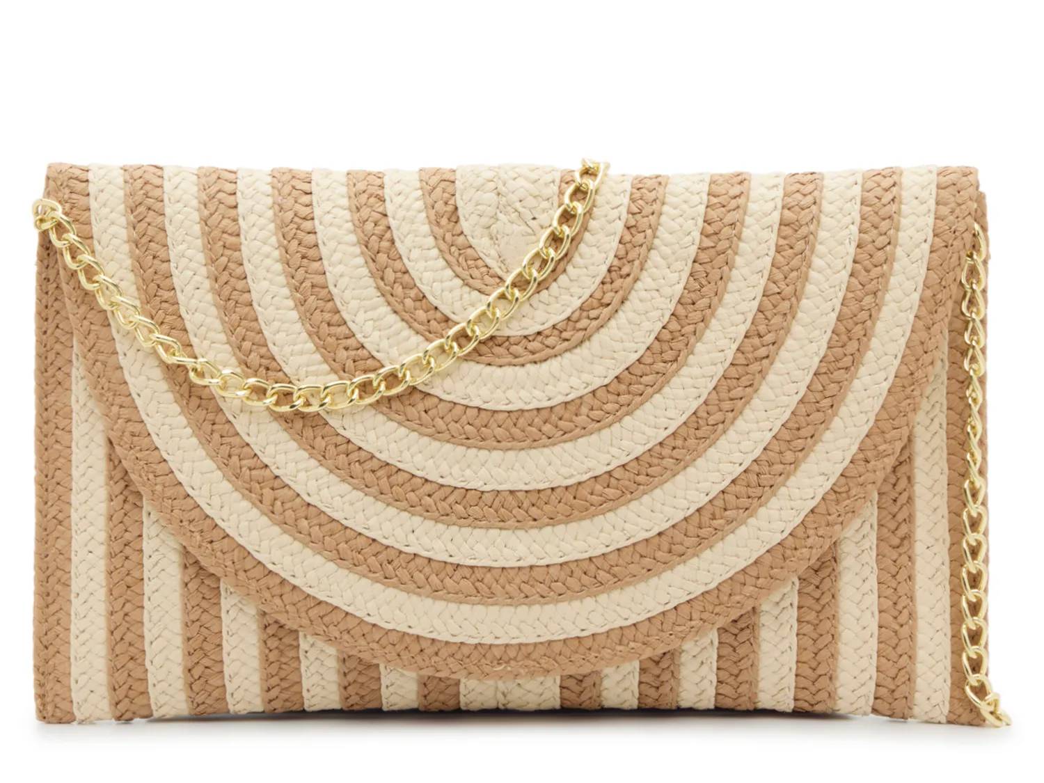 Stripe Straw Clutch