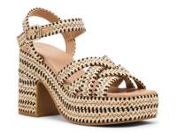 St. Barts Platform Sandal Black/Tan Raffia view
