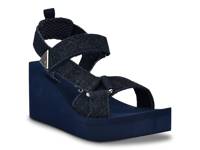 Dawsin Wedge Sandal Dark Blue Denim Fabric view