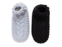 Cuffed Sweater Knit Women's Slipper Socks - 2 Pack Light Blue/Black view