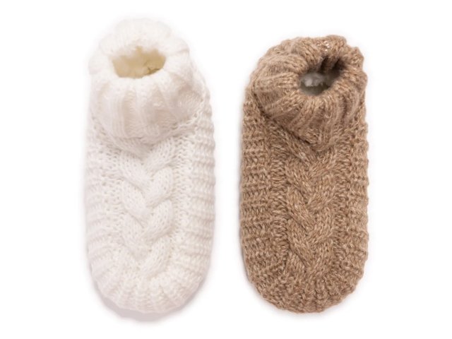 Cuffed Sweater Knit Women's Slipper Socks - 2 Pack
