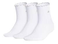 Performance Ruffle Women's Quarter Socks - 3 Pack  White view