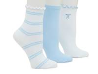 Bow Embroidery Women's Ankle Socks - 3 Pack Light Blue view