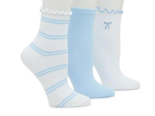 Bow Embroidery Women's Ankle Socks - 3 Pack
