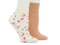 Ditsy Floral Sheer Women's Ankle Socks - 2 Pack Blush view
