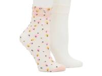 Rose Sheer Women's Crew Socks - 2 Pack Off White/Multicolor view
