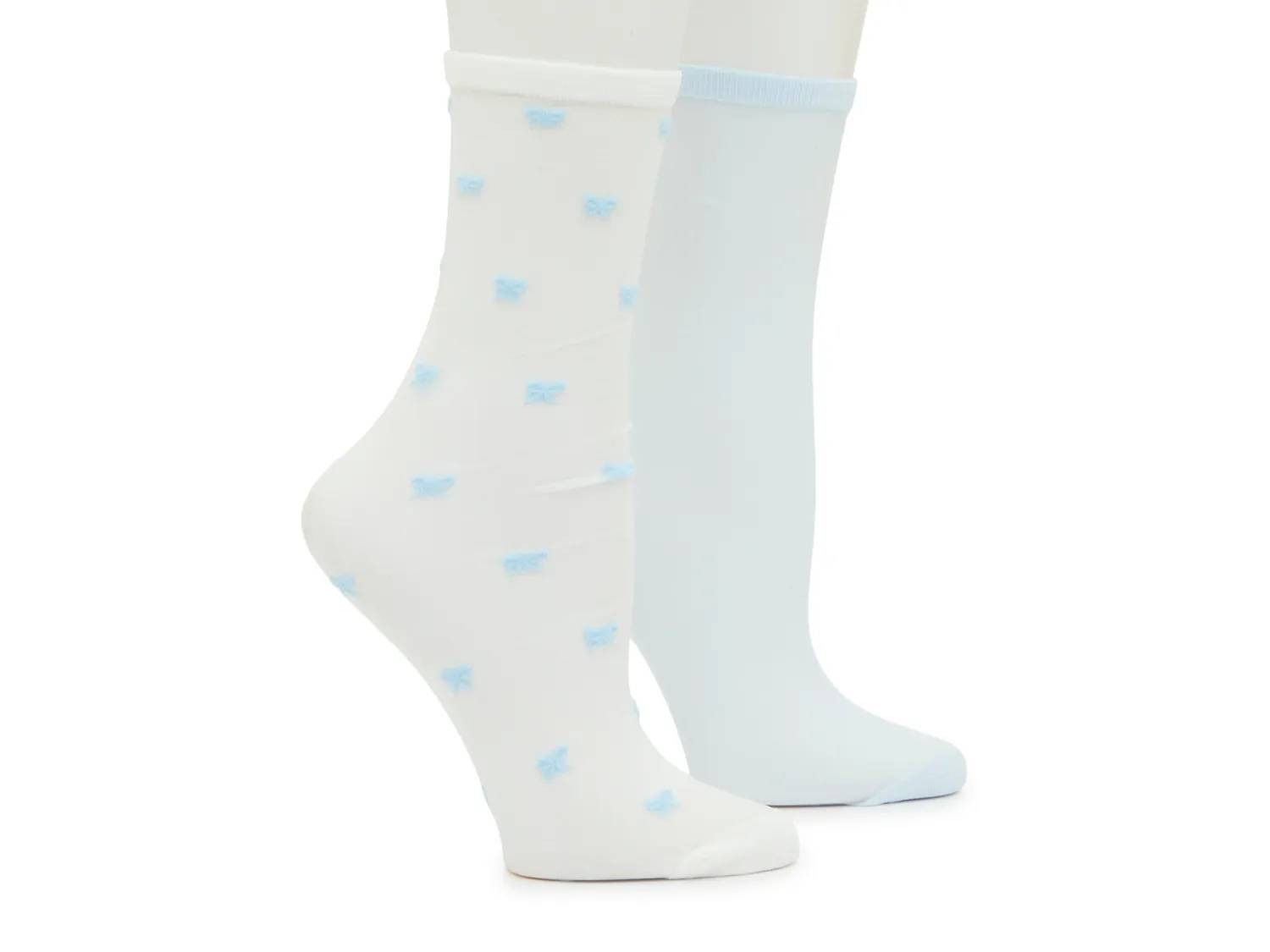 Blue Bow Sheer Women's Crew Socks - 2 Pack