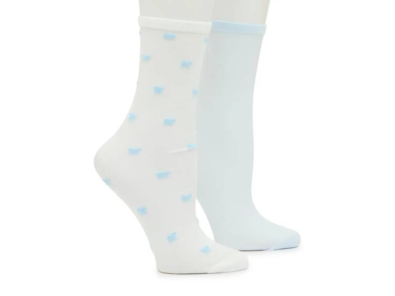 Blue Bow Sheer Women's Crew Socks - 2 Pack