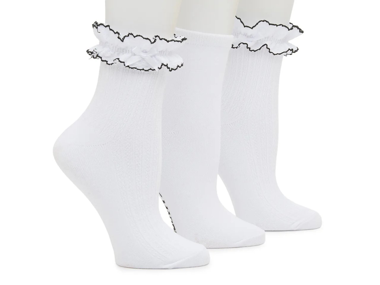 Lace Trim Women's Ankle Socks - 3 Pack