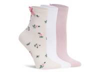Powder Girly Crew Socks - 3 Pack White/Pink/Multicolor Floral Embroidery view