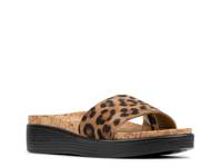 Fiji Wedge Sandal Tan/Black Leopard Print Suede view
