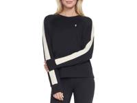 Cozy Luxe Blocked Women's Crewneck Shirt Black view