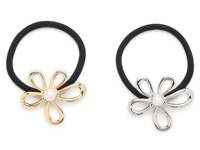 Metal Flower Hair Ties - 2 Pack Multicolor view