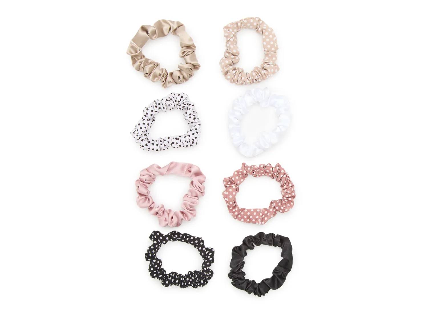 Skinny Polka Dot Scrunchie Set - 8 Pack