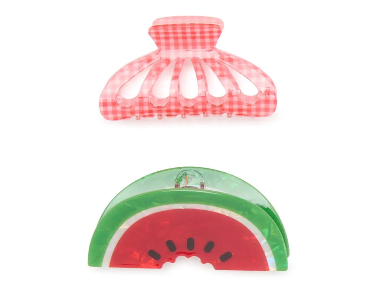 Gingham & Watermelon Hair Clips - 2 Pack
