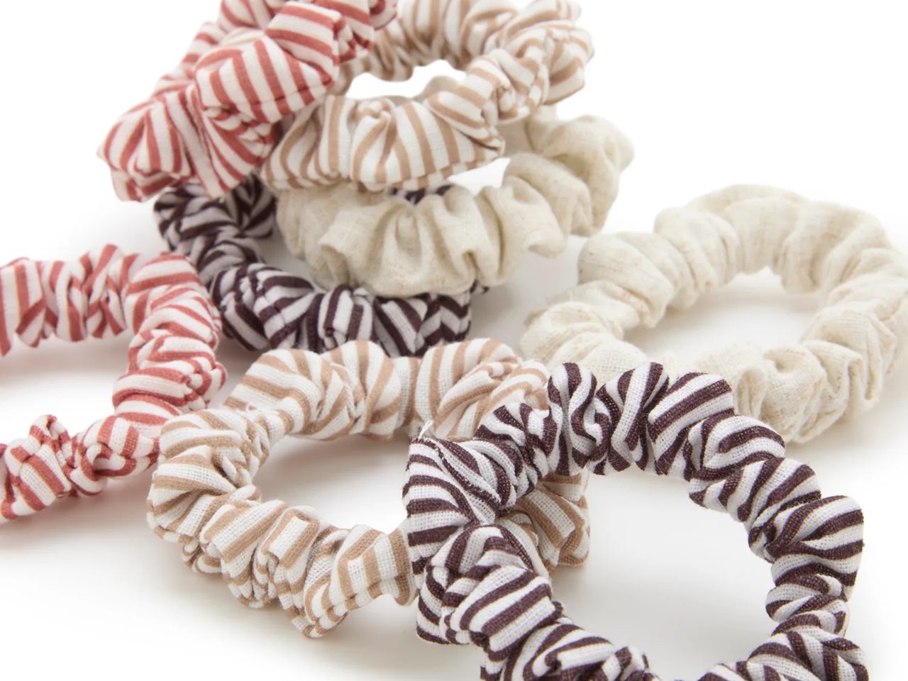Striped Skinny Scrunchie Set - 8 Pack
