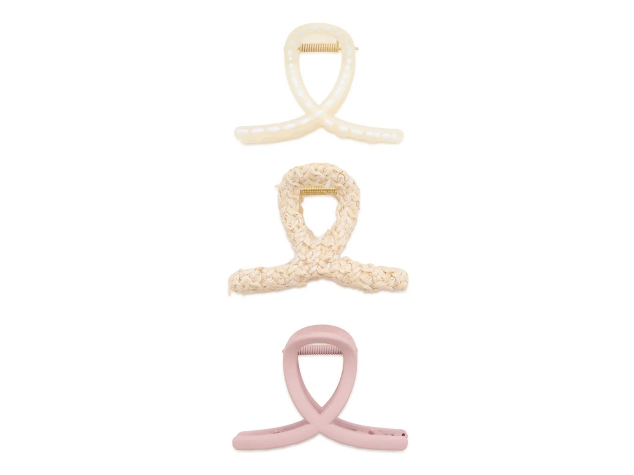 Neutral Raffia Loops Hair Clips - 3 Pack
