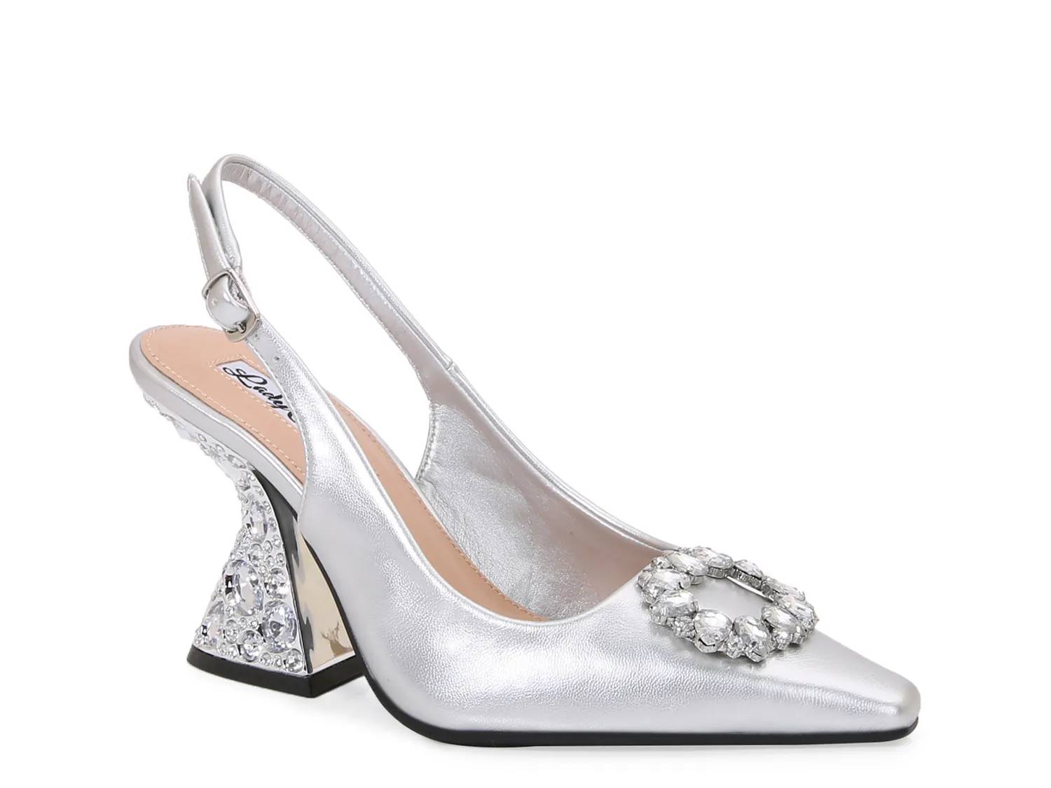 silver dress pumps for women DINTAHA Metallic Kitten Heels Women,Pointed Toe Slingback Heels for Women,Low Heel Shoes for Women,Size 4.5 3 inches of shimmer with arch support Stiletto dress silverleather - Mid