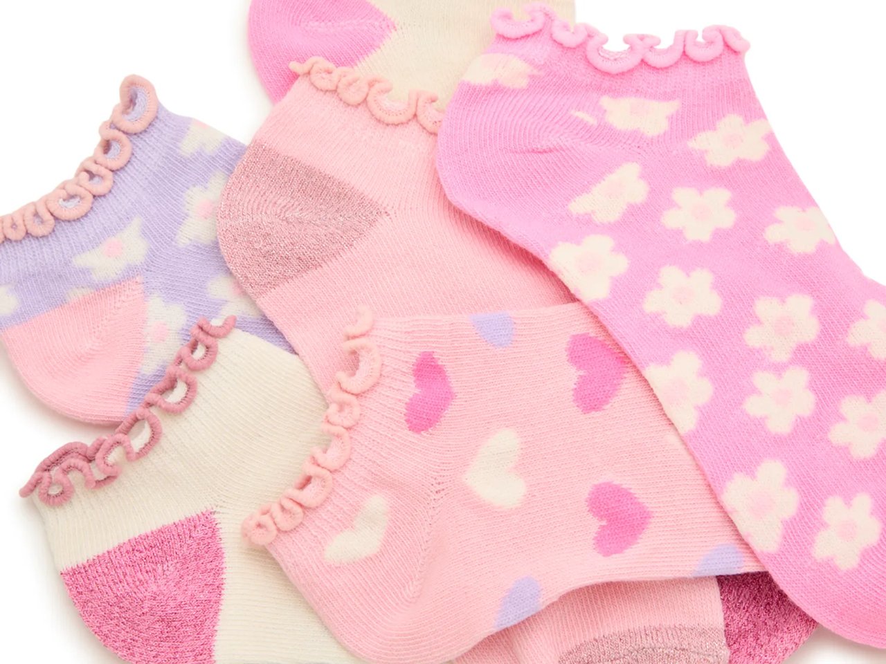 Floral Kids' No Show Socks - 6 Pack