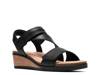 Kacha Wave Wedge Sandal Black Leather view