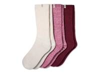 Rib Knit Slouch Women's Crew Socks - 3 Pack Red/Multicolor view