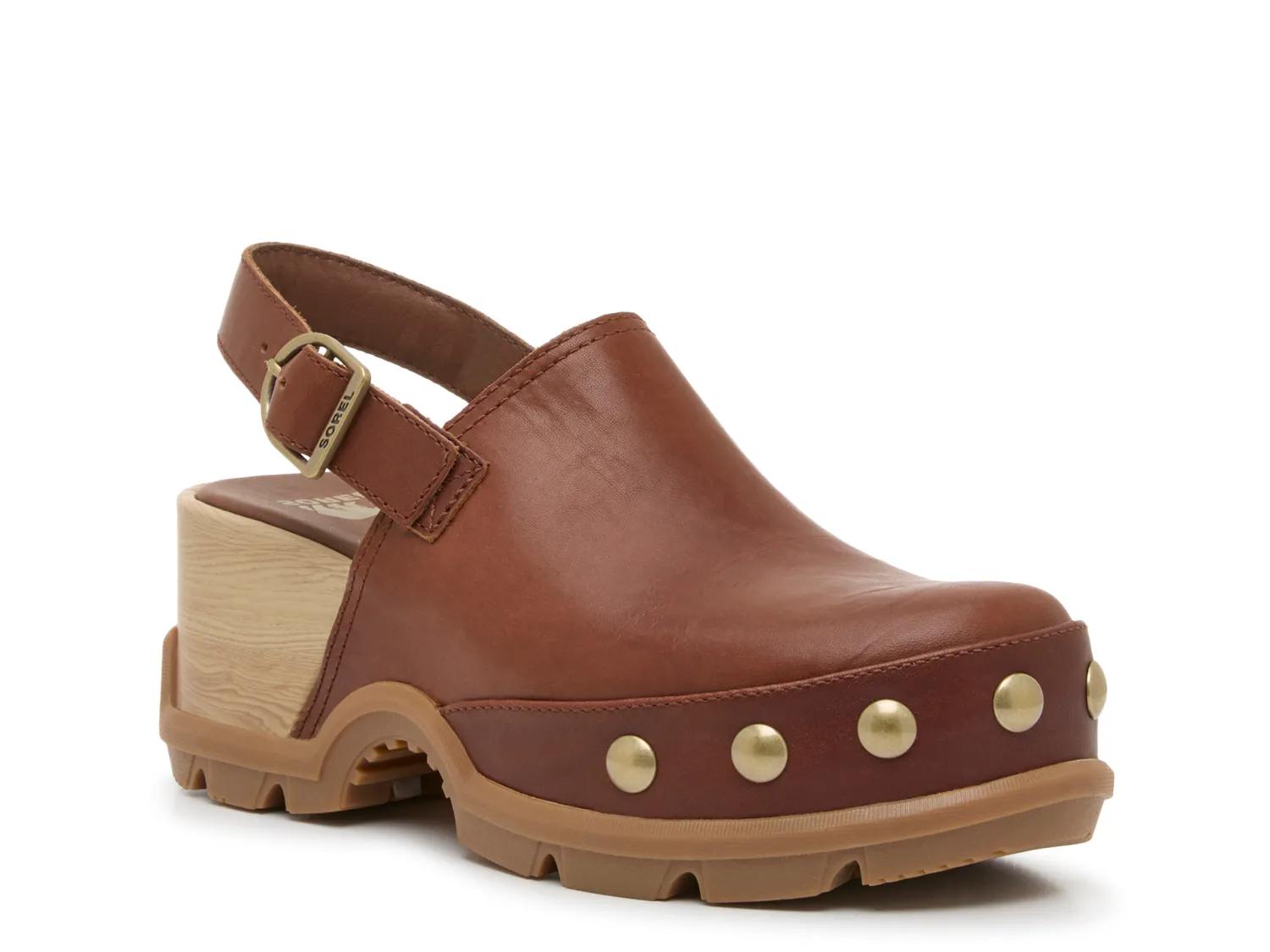 Sorel Roamn Platform Clog In Dark Brown