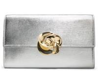 Kira Rose Leather Clutch Silver Metallic view