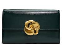 Kira Rose Leather Clutch Dark Green view
