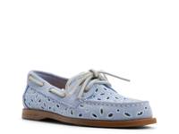 Embroidered Perforated Authentic Original 2-Eye Boat Shoe Light Blue view