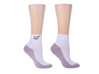 Cat Women's Quarter Ankle Socks - 2 Pack White/Purple view