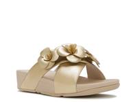 Lulu Flower Cross Wedge Sandal Platino view