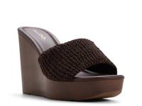 Grounded Wedge Sandal Dark Brown Fabric view