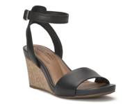 Lynda Wedge Sandal Black Leather view