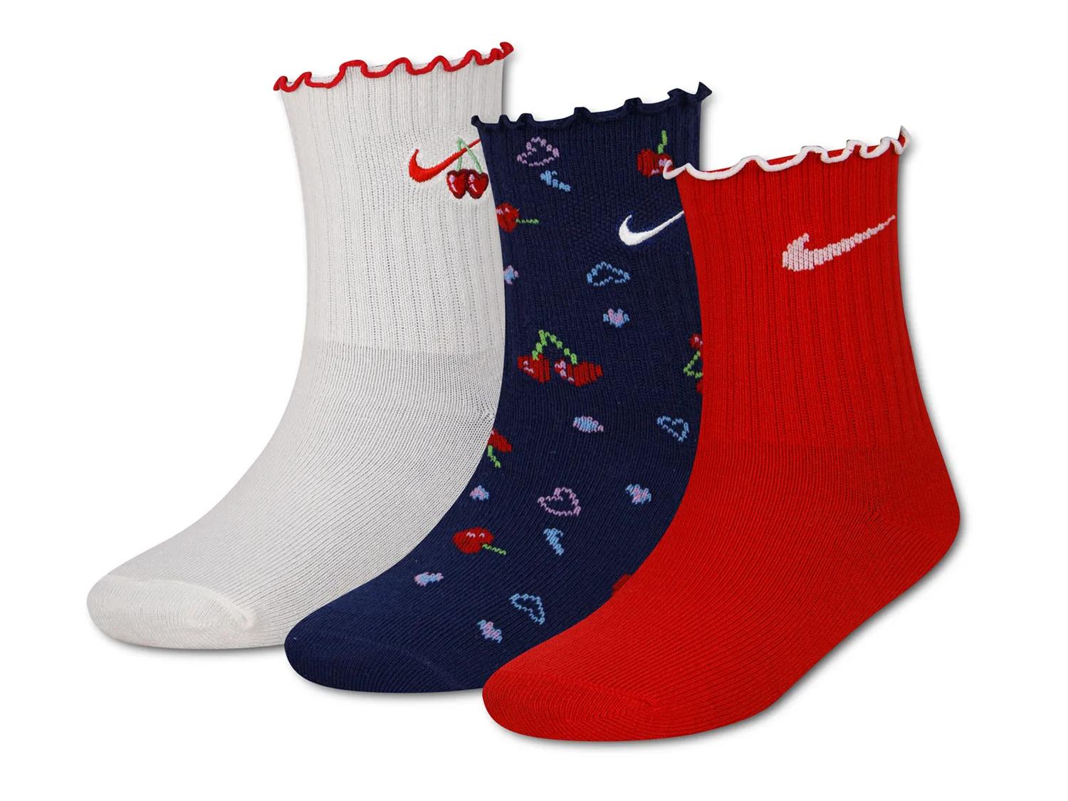 Nike Cherry Lettuce Trim Kids' Crew Socks - 3 Pack - Free Shipping