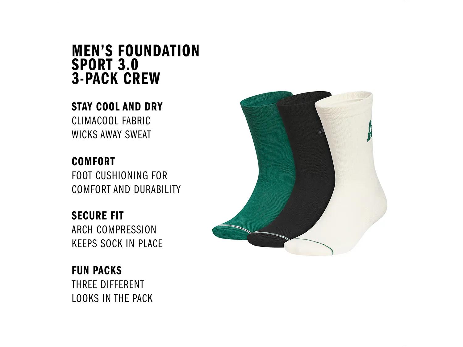 Foundation Sport 3.0 Men's Crew Socks - 3 Pack